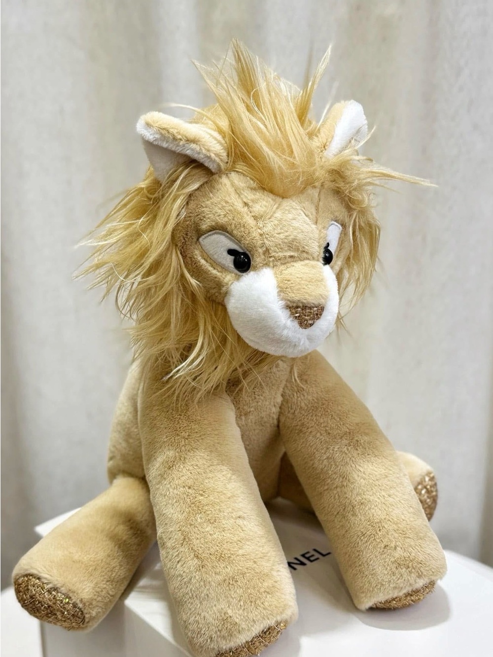 New CHANEL Tan and White Plush Lion Stuffed Toy